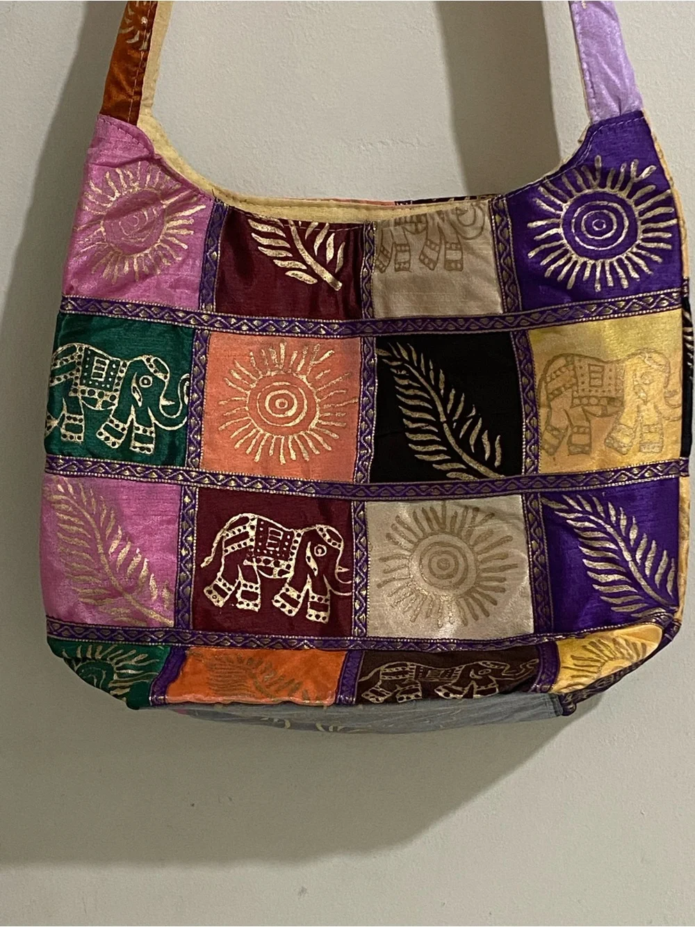 New Patchwork Multicolor‎ Shoulder Bag with Elephant Motif